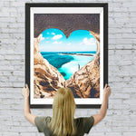 Herzförmiges Loch und blaues Meer Diamond Painting