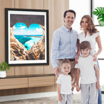 Herzförmiges Loch und blaues Meer Diamond Painting