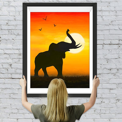 Heulender Elefant bei Sonnenuntergang Diamond Painting