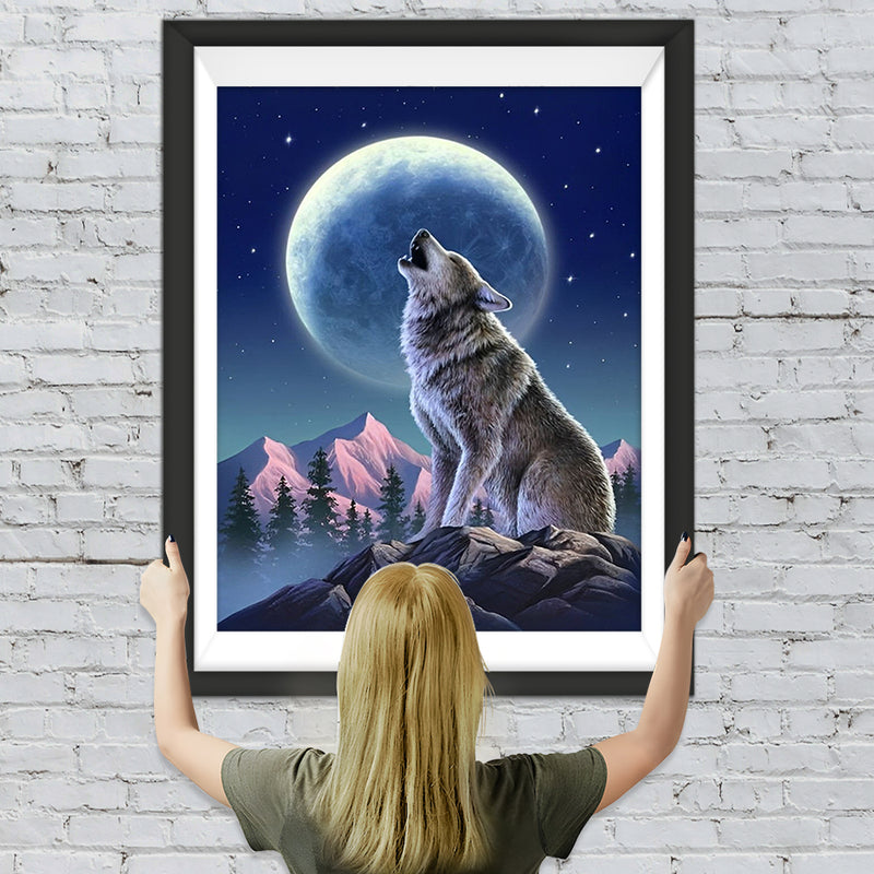 Heulender Wolf auf Felsen Diamond Painting