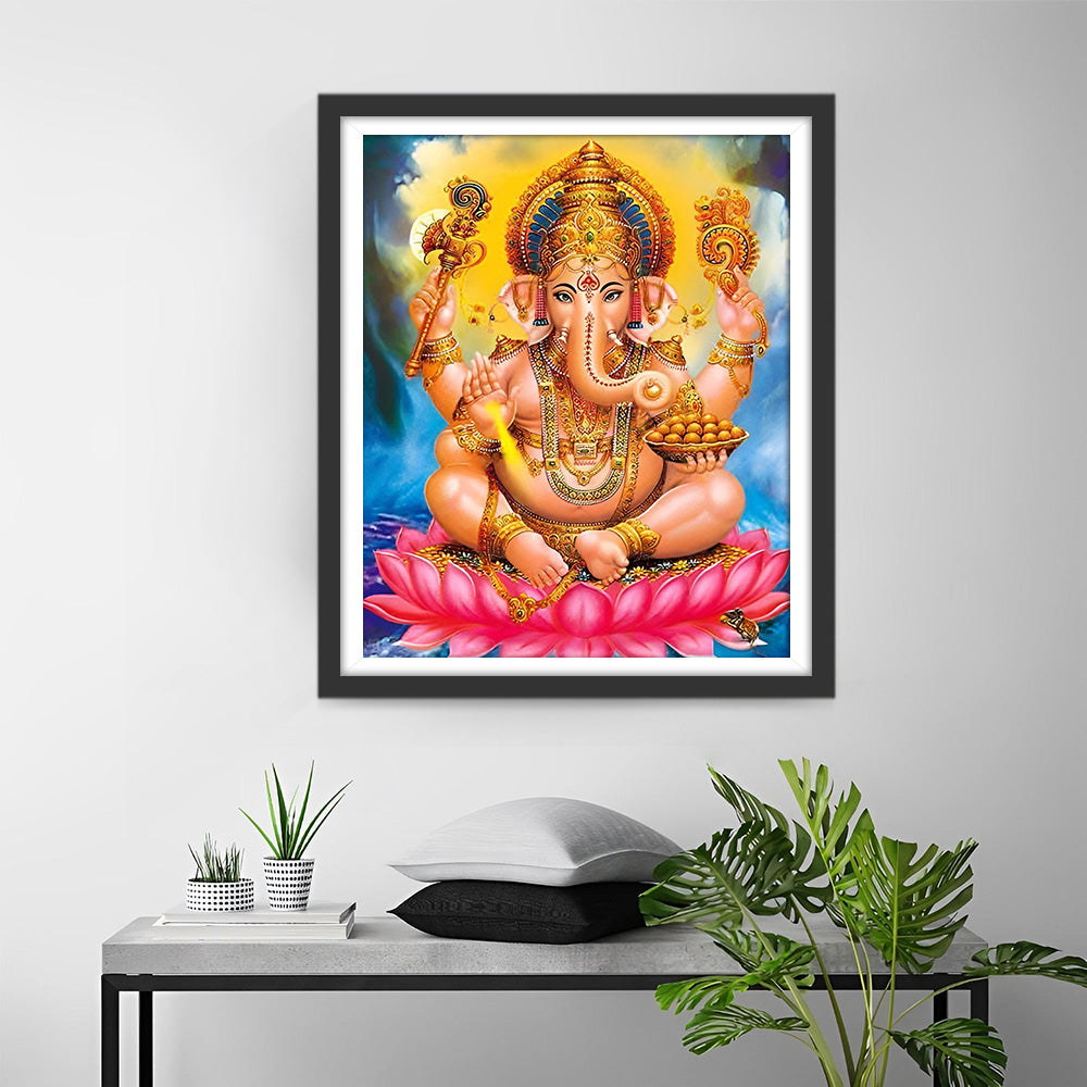 Hinduismus Ganesha auf der Lotusblume Diamond Painting