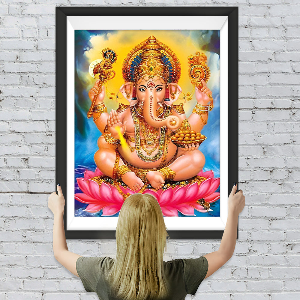 Hinduismus Ganesha auf der Lotusblume Diamond Painting