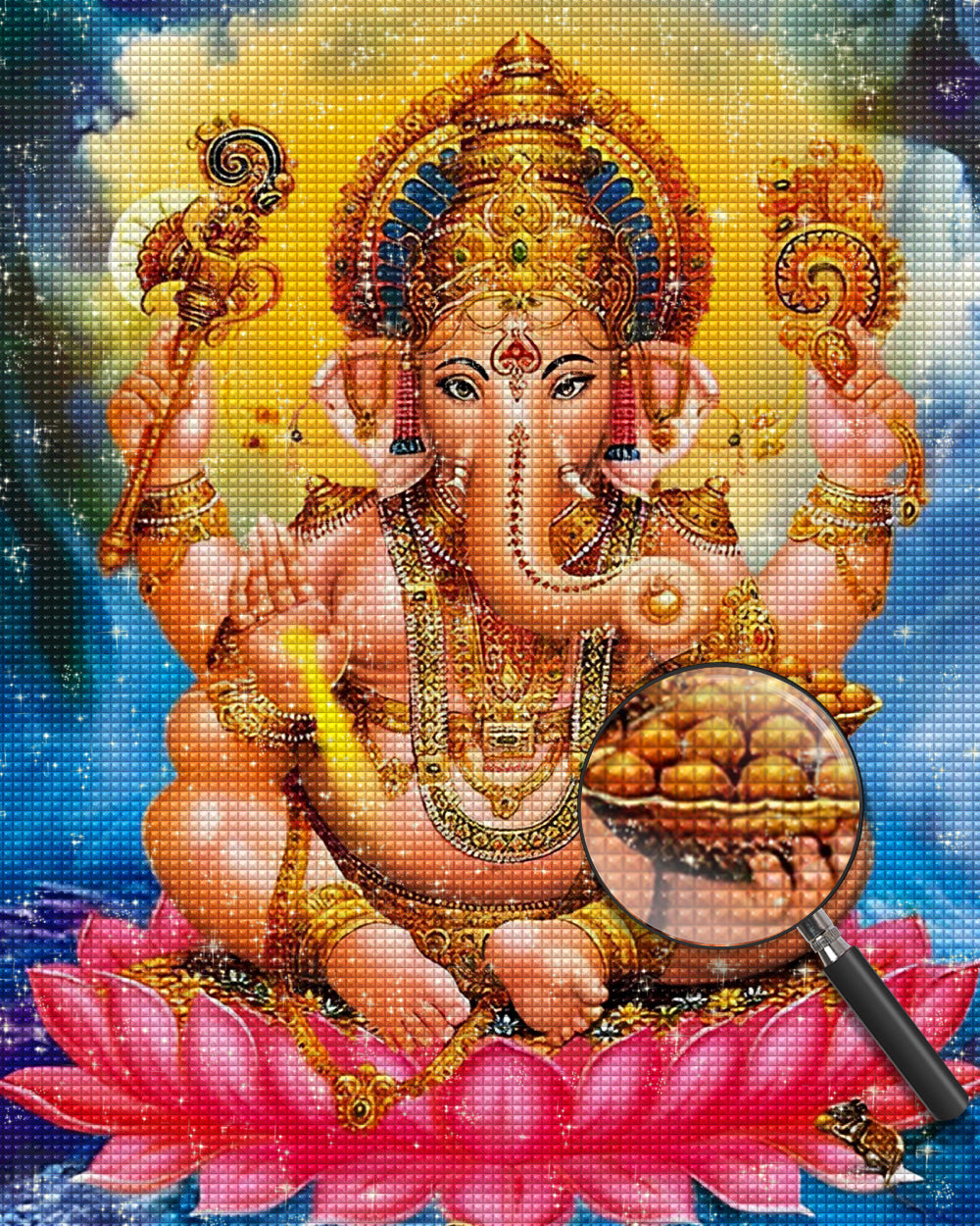 Hinduismus Ganesha auf der Lotusblume Diamond Painting
