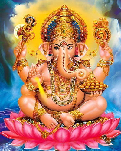 Hinduismus Ganesha auf der Lotusblume Diamond Painting