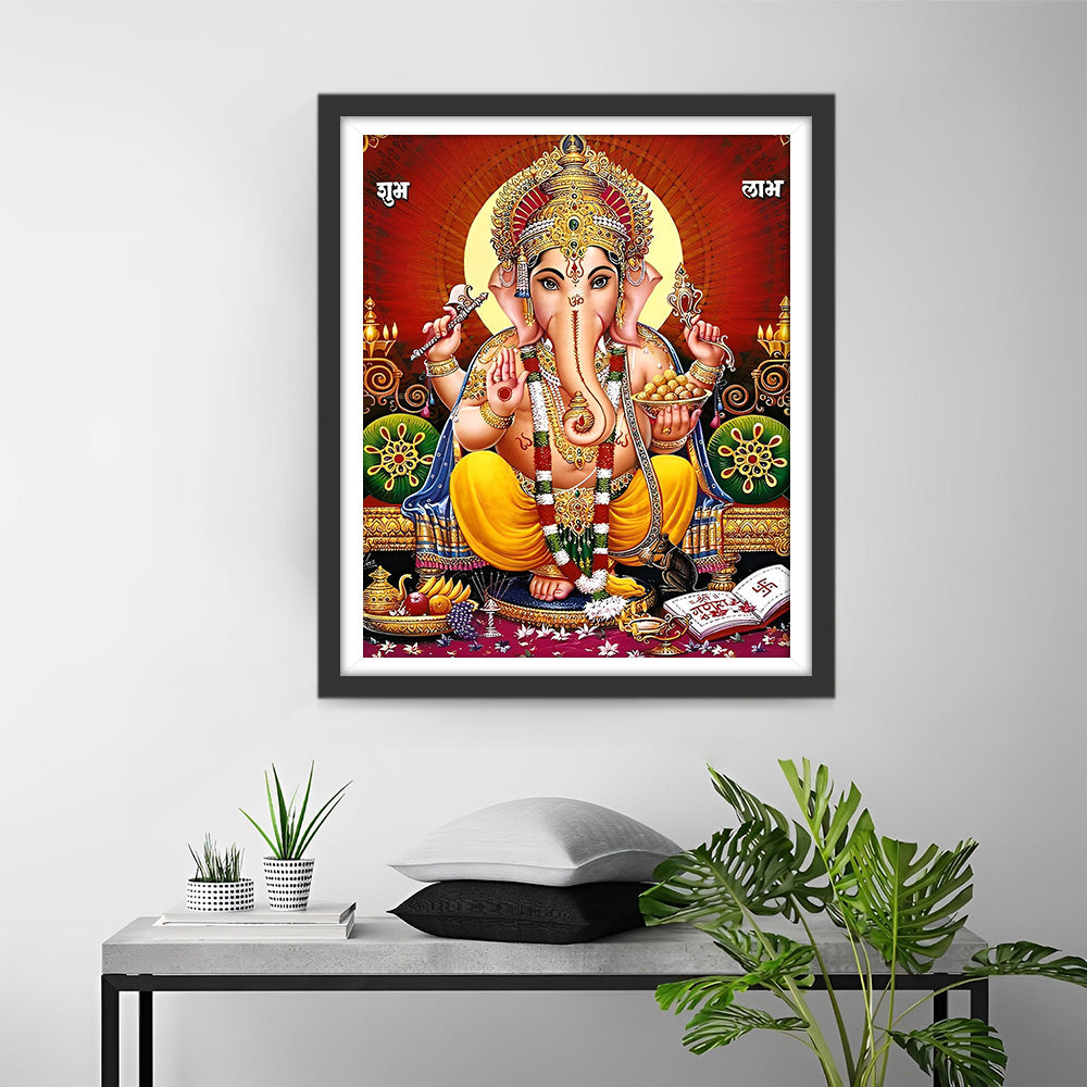 Hinduismus Ganesha in rotem Hintergrund Diamond Painting