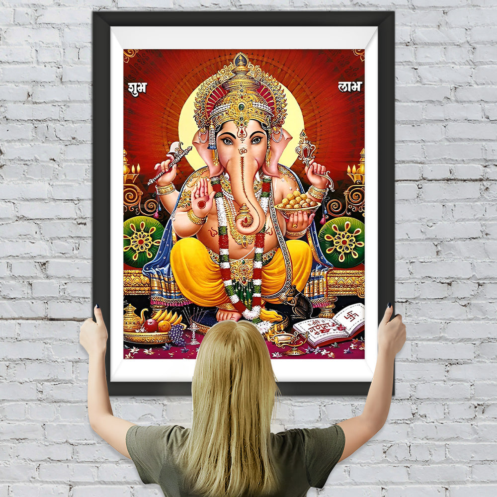 Hinduismus Ganesha in rotem Hintergrund Diamond Painting