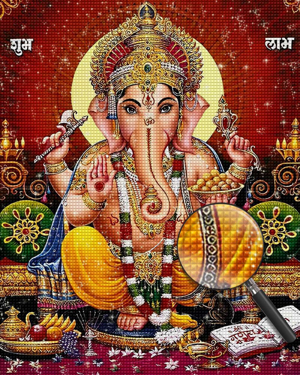Hinduismus Ganesha in rotem Hintergrund Diamond Painting