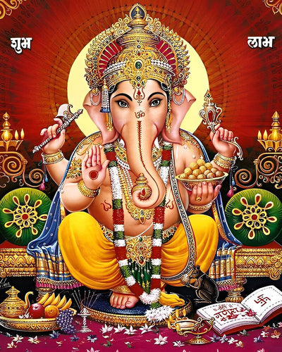 Hinduismus Ganesha in rotem Hintergrund Diamond Painting