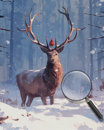 Hirsch im Schnee Diamond Painting