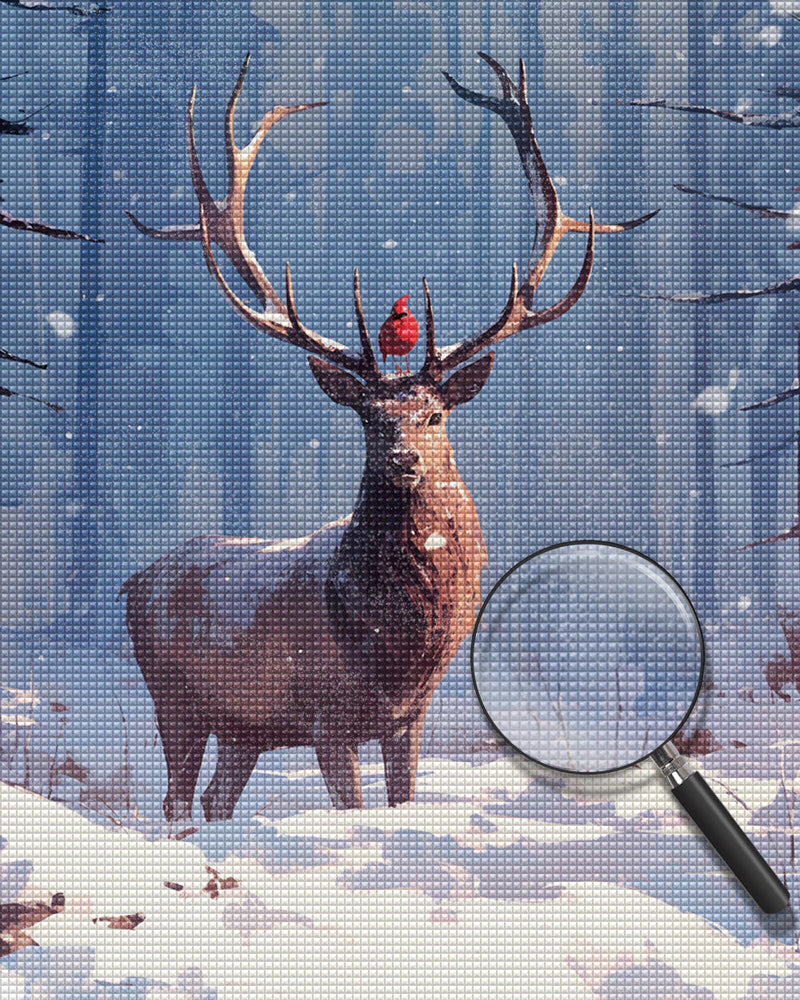 Hirsch im Schnee Diamond Painting