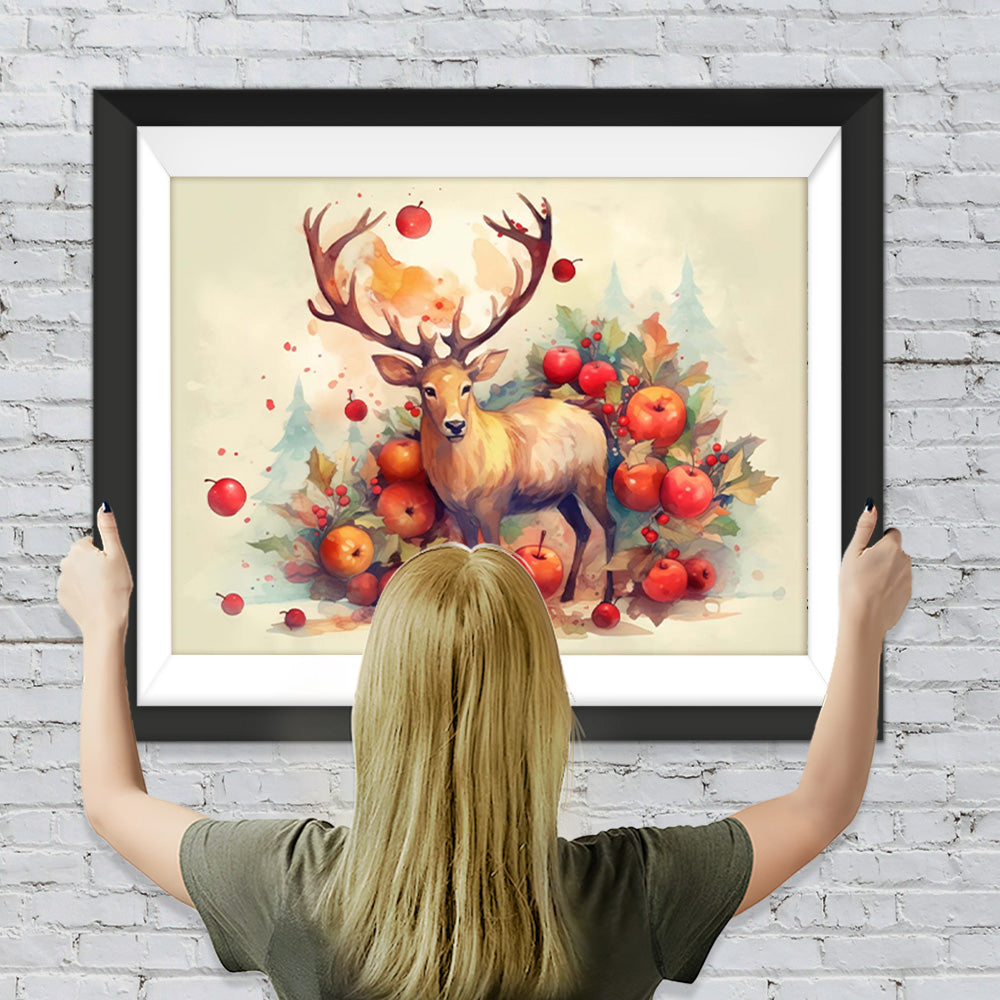 Hirsch und rote Äpfel Diamond Painting
