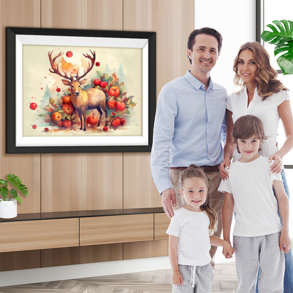 Hirsch und rote Äpfel Diamond Painting