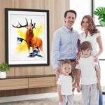 Hirsch und Vögel in Wasserfarben Diamond Painting