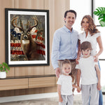 Hirsch vor der amerikanischen Flagge Diamond Painting