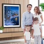 Hirsche Hütte See Diamond Painting