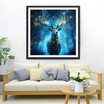Hirsche im blau fluoreszierenden Wald Diamond Painting