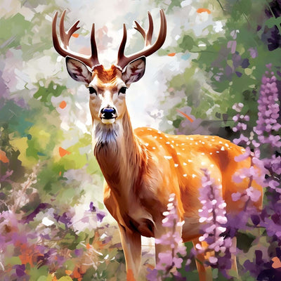 Hirsche im Garten Diamond Painting