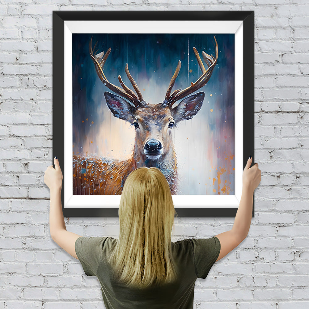 Hirsche im Morgennebel Diamond Painting