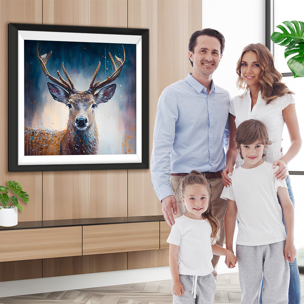 Hirsche im Morgennebel Diamond Painting