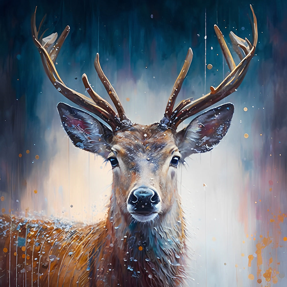 Hirsche im Morgennebel Diamond Painting