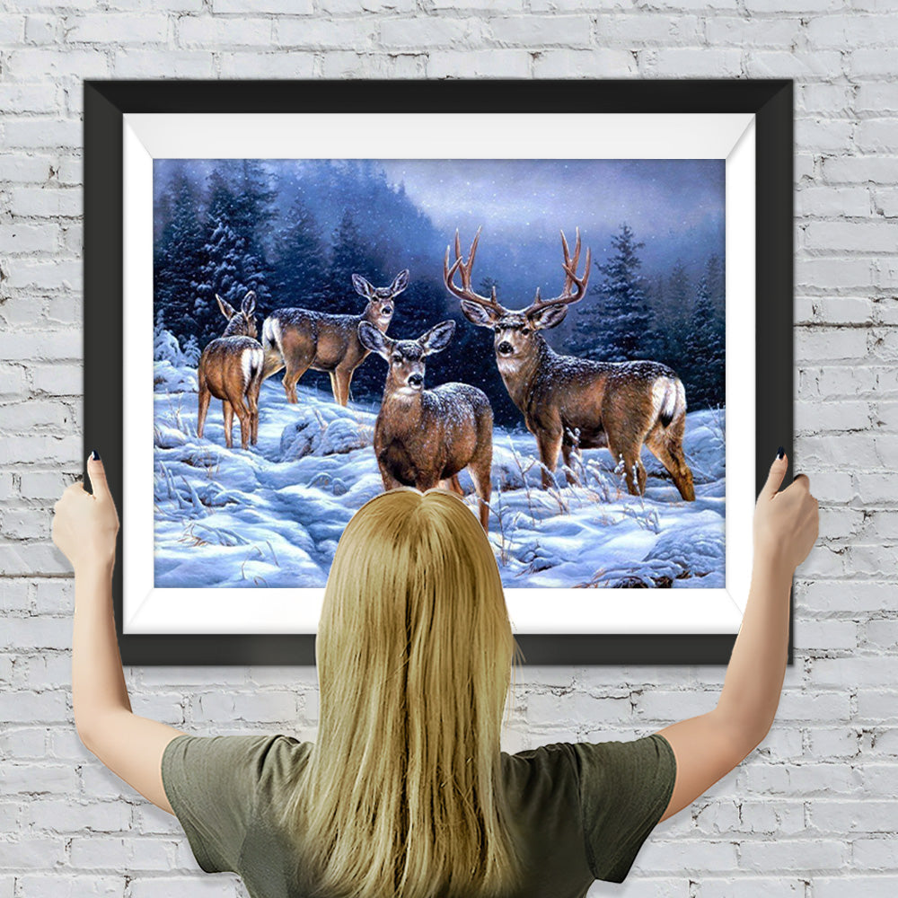 Hirsche im Schnee Diamond Painting