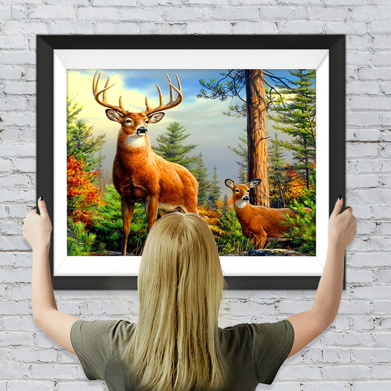 Hirsche im Wald Diamond Painting