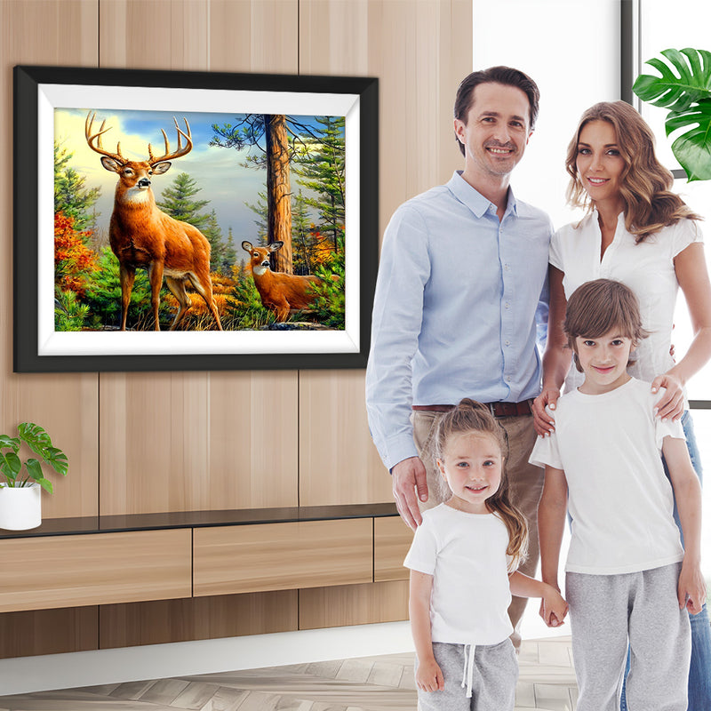 Hirsche im Wald Diamond Painting