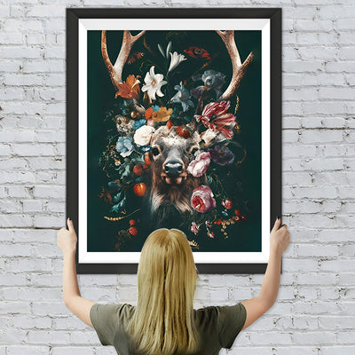 Hirsche in Blumen Diamond Painting