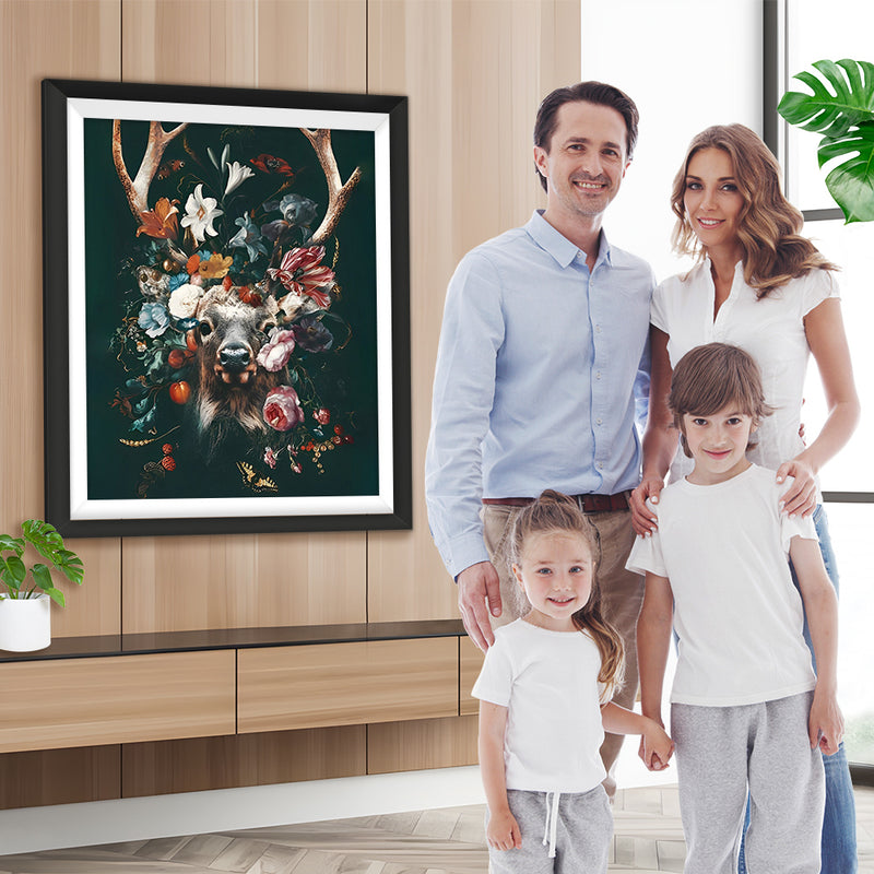 Hirsche in Blumen Diamond Painting