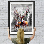 Hirsche in der schwarzweißen Welt Diamond Painting