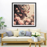 Hirsche umgeben von rosa Blumen Diamond Painting