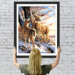Hirsche und Schnee Diamond Painting