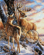 Hirsche und Schnee Diamond Painting