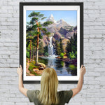 Hochgebirge und Katarakt im Frühling Diamond Painting