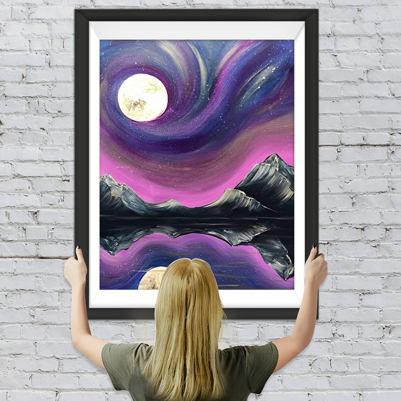 Hochgebirge und Vollmond Diamond Painting