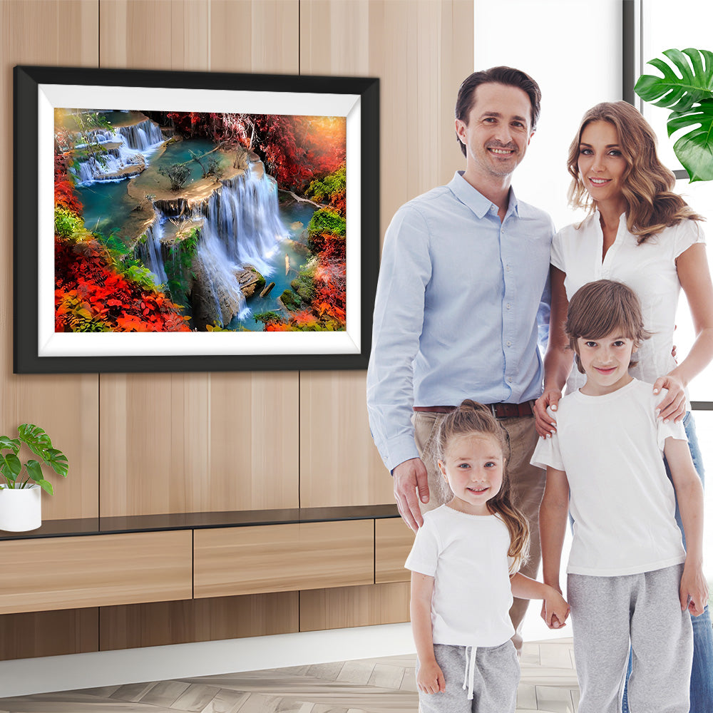 Hochgebirge und Wasserfall Diamond Painting