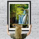 Hochgebirge und Wasserfall im Wald Diamond Painting