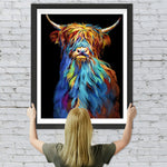 Hochlandkuh im Dunkeln Diamond Painting