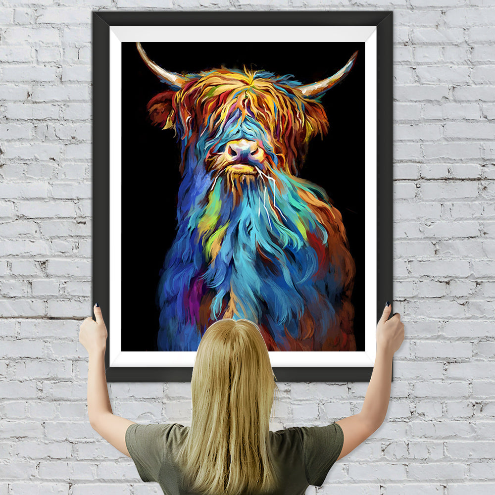 Hochlandkuh im Dunkeln Diamond Painting
