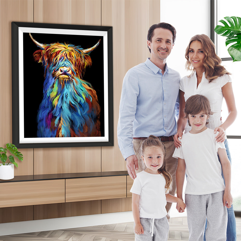 Hochlandkuh im Dunkeln Diamond Painting