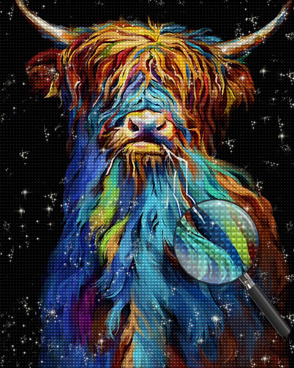Hochlandkuh im Dunkeln Diamond Painting