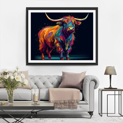 Hochlandkuh im Dunkeln Diamond Painting