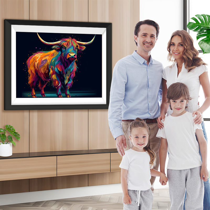 Hochlandkuh im Dunkeln Diamond Painting