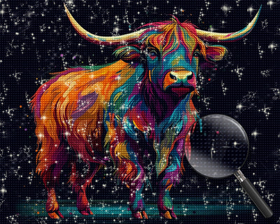 Hochlandkuh im Dunkeln Diamond Painting