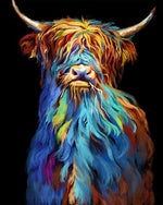 Hochlandkuh im Dunkeln Diamond Painting