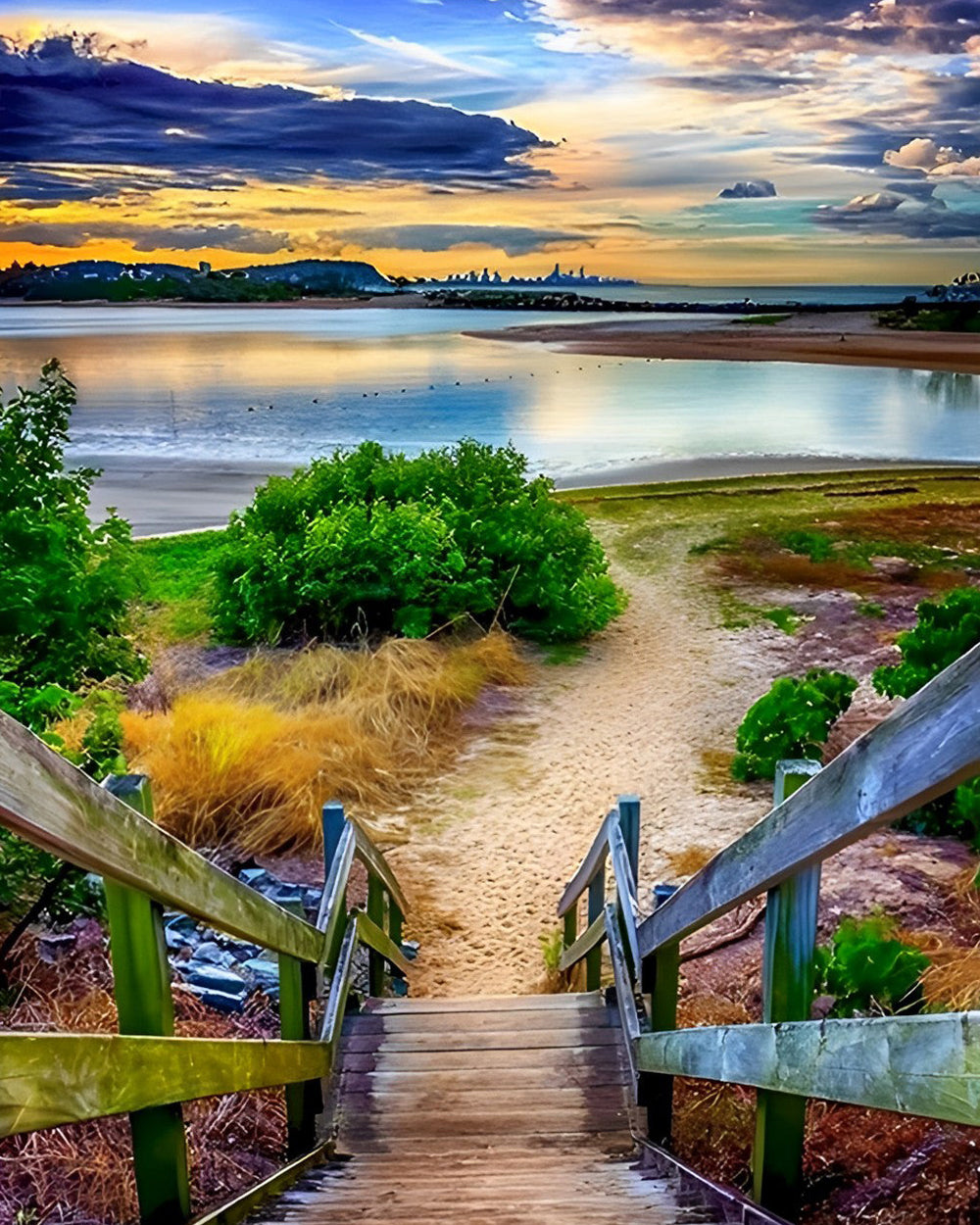 Hölzerne Brücke am See Diamond Painting