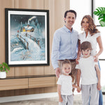 Holzbrücke und Hütte im Schnee Diamond Painting