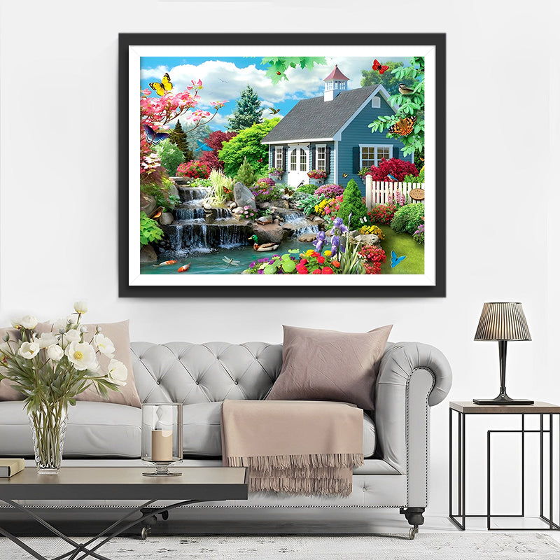 Holzhaus Garten Diamond Painting