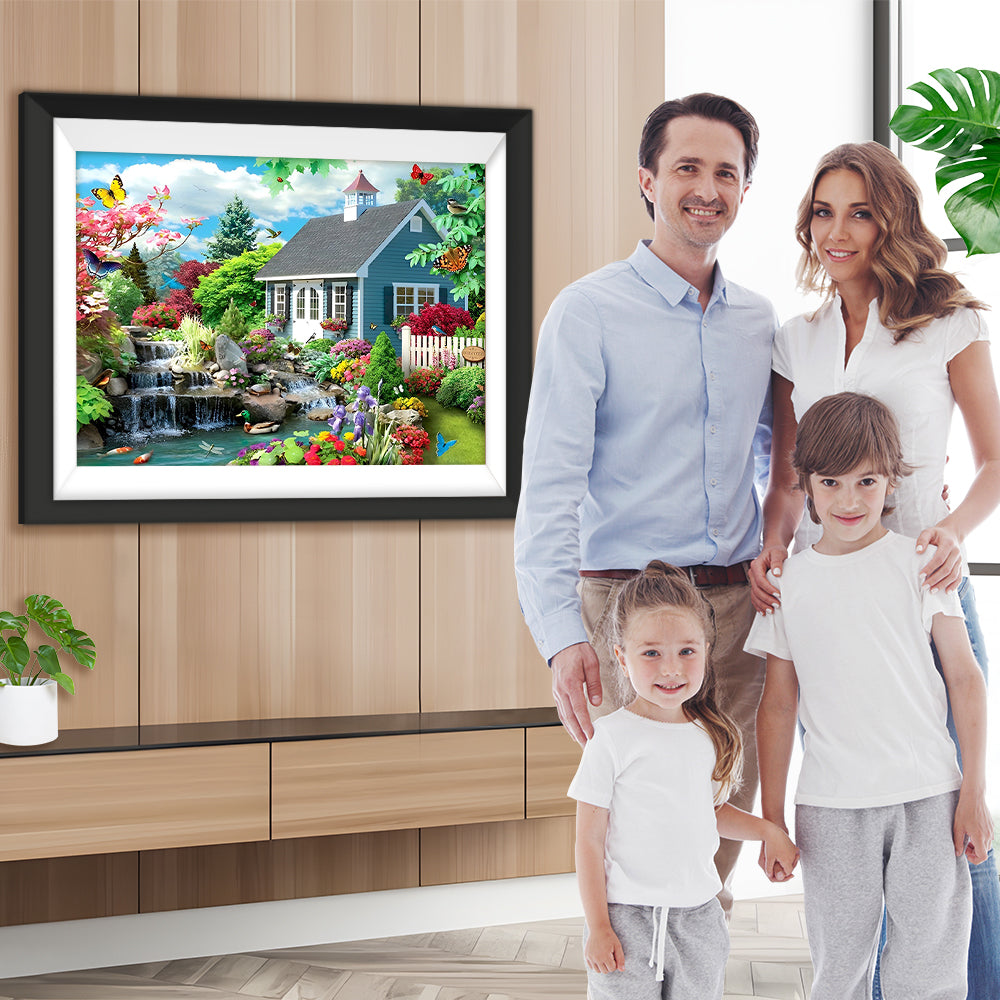 Holzhaus Garten Diamond Painting