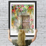 Holztür voller Blumen Diamond Painting